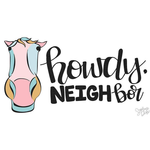 Howdy Black Modern Wood Framed Art Print with Double Matting by Dicks, Stephanie