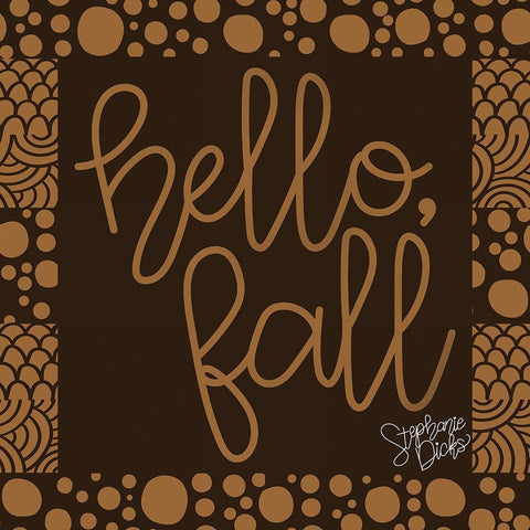 Hello-Fall White Modern Wood Framed Art Print with Double Matting by Dicks, Stephanie