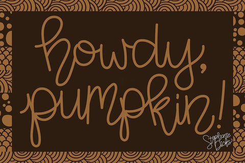 Howdy-Pumpkin Black Ornate Wood Framed Art Print with Double Matting by Dicks, Stephanie