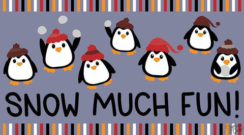 Snow Much Fun! Black Ornate Wood Framed Art Print with Double Matting by Dicks, Stephanie