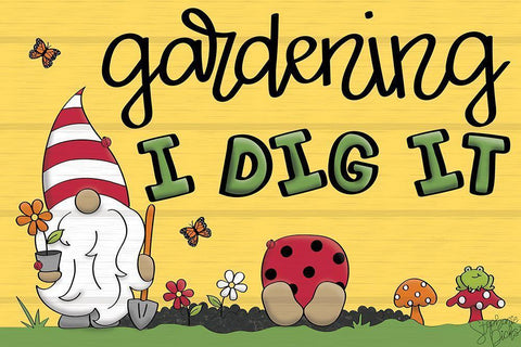 Dig It White Modern Wood Framed Art Print with Double Matting by Dicks, Stephanie