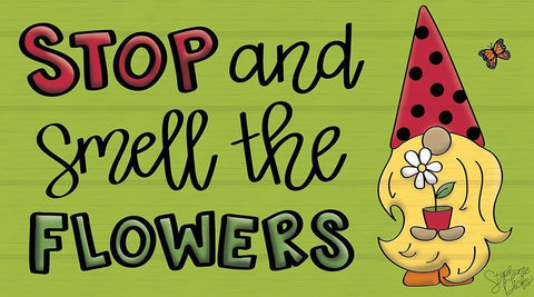 Smell the Flowers White Modern Wood Framed Art Print with Double Matting by Dicks, Stephanie