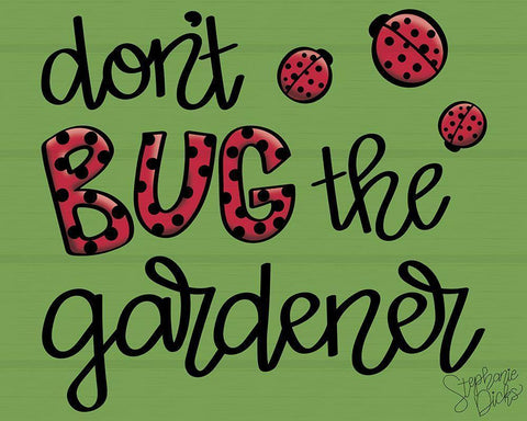 Bug the Gardener White Modern Wood Framed Art Print with Double Matting by Dicks, Stephanie