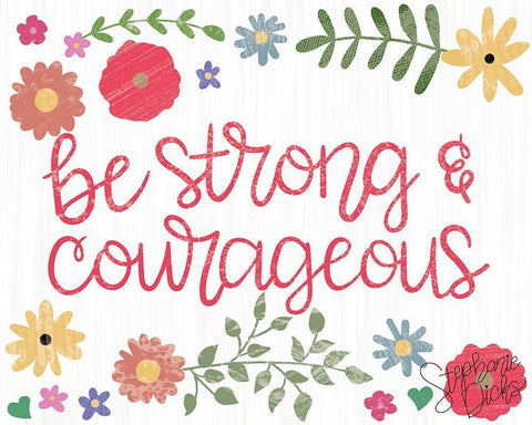 Be Strong White Modern Wood Framed Art Print with Double Matting by Dicks, Stephanie