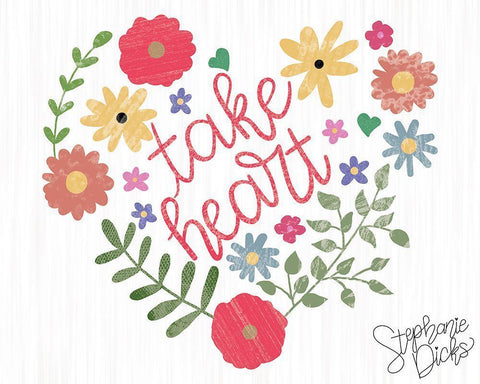 Take Heart White Modern Wood Framed Art Print with Double Matting by Dicks, Stephanie