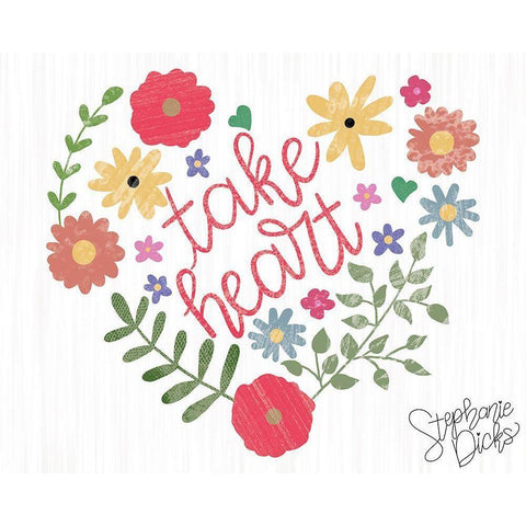 Take Heart Black Modern Wood Framed Art Print by Dicks, Stephanie