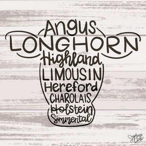 Longhorn Black Modern Wood Framed Art Print by Dicks, Stephanie