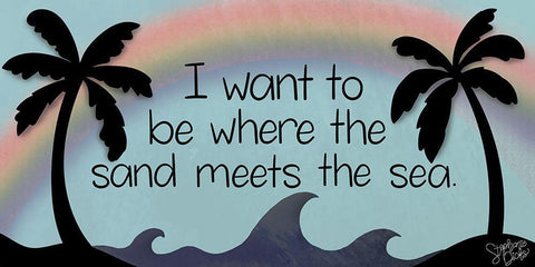 Sand Meets the Sea White Modern Wood Framed Art Print with Double Matting by Dicks, Stephanie