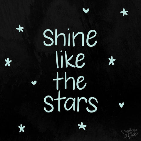 Shine Like the Stars White Modern Wood Framed Art Print with Double Matting by Dicks, Stephanie