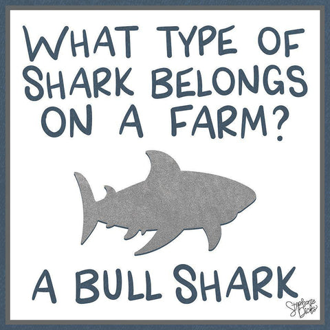 Bull Shark White Modern Wood Framed Art Print by Dicks, Stephanie