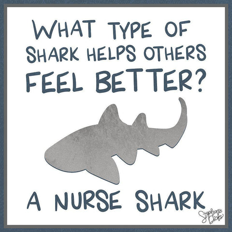 Nurse Shark White Modern Wood Framed Art Print by Dicks, Stephanie