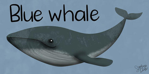 Blue Whale Black Ornate Wood Framed Art Print with Double Matting by Dicks, Stephanie