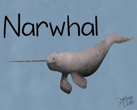 Narwhal Black Ornate Wood Framed Art Print with Double Matting by Dicks, Stephanie