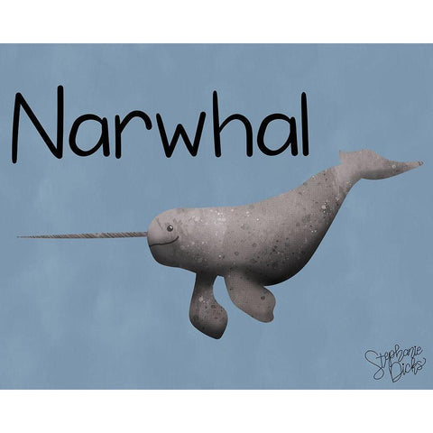 Narwhal Black Modern Wood Framed Art Print by Dicks, Stephanie