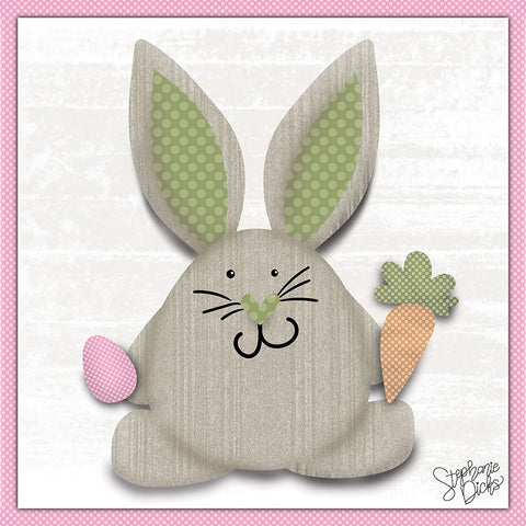 Bunny Black Ornate Wood Framed Art Print with Double Matting by Dicks, Stephanie