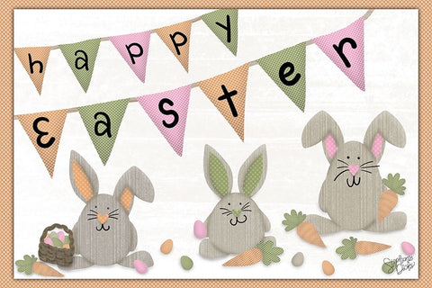 Happy Easter White Modern Wood Framed Art Print with Double Matting by Dicks, Stephanie