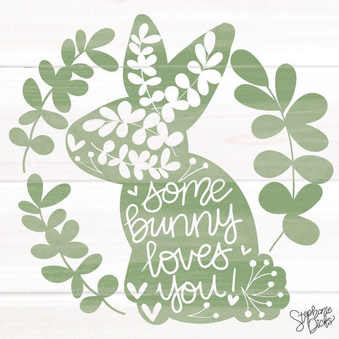 Bunny Love Black Modern Wood Framed Art Print by Dicks, Stephanie