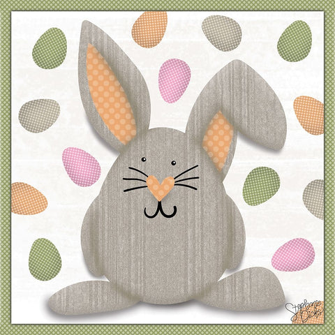 Easter Bunny White Modern Wood Framed Art Print with Double Matting by Dicks, Stephanie