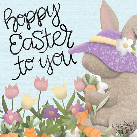 Hoppy Easter Black Modern Wood Framed Art Print with Double Matting by Dicks, Stephanie