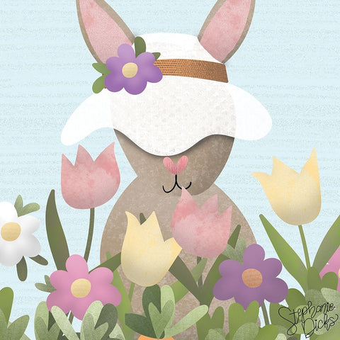 Easter Bunny II Black Ornate Wood Framed Art Print with Double Matting by Dicks, Stephanie