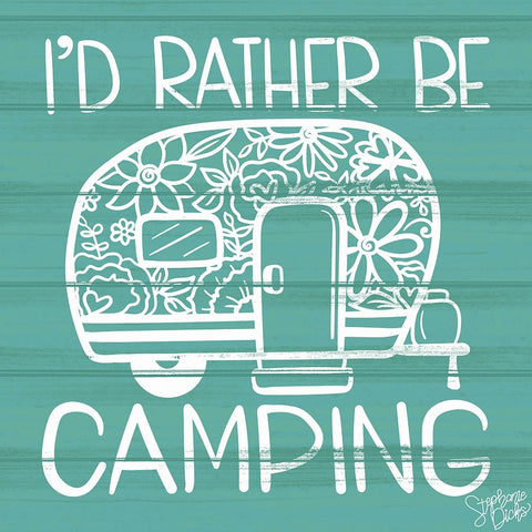 Camping Black Ornate Wood Framed Art Print with Double Matting by Dicks, Stephanie