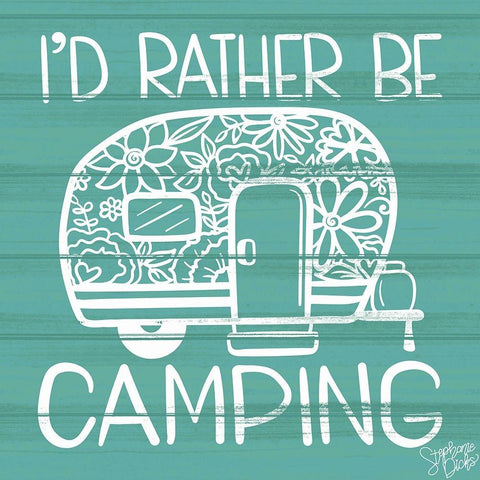 Camping White Modern Wood Framed Art Print by Dicks, Stephanie