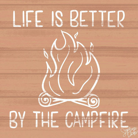 Campfire White Modern Wood Framed Art Print with Double Matting by Dicks, Stephanie