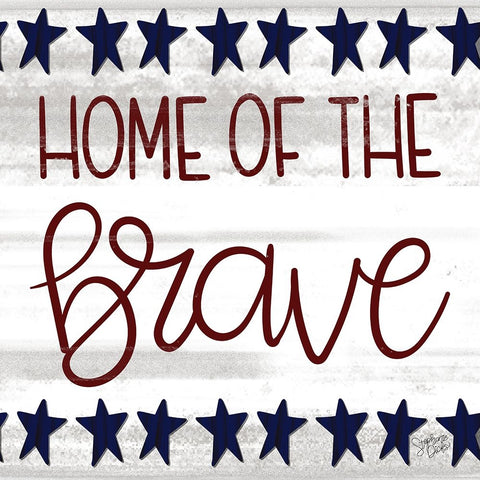 Home of the Brave White Modern Wood Framed Art Print with Double Matting by Dicks, Stephanie