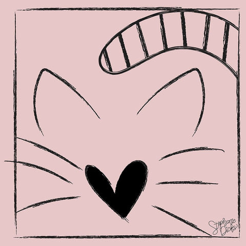 Kitten Black Ornate Wood Framed Art Print with Double Matting by Dicks, Stephanie