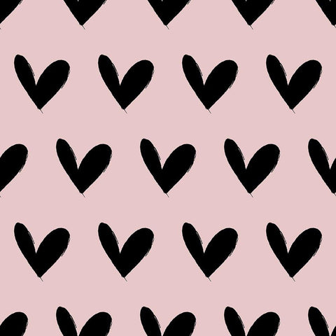 Heart Pattern Black Modern Wood Framed Art Print with Double Matting by Dicks, Stephanie