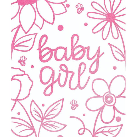 Baby Girl Black Modern Wood Framed Art Print with Double Matting by Dicks, Stephanie