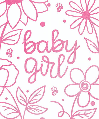 Baby Girl Black Ornate Wood Framed Art Print with Double Matting by Dicks, Stephanie