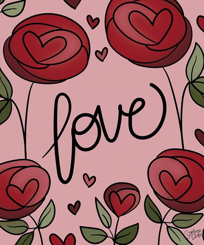 Love White Modern Wood Framed Art Print with Double Matting by Dicks, Stephanie