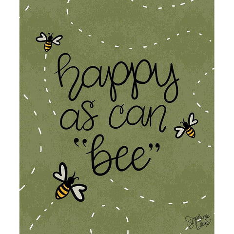 Happy as Can Bee Black Modern Wood Framed Art Print with Double Matting by Dicks, Stephanie