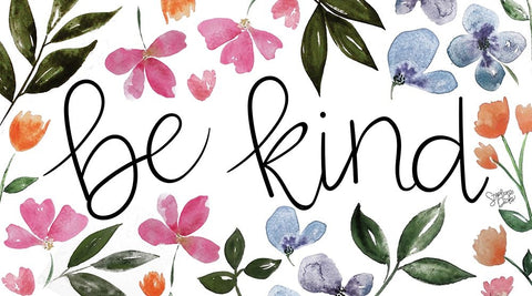 Be Kind White Modern Wood Framed Art Print with Double Matting by Dicks, Stephanie