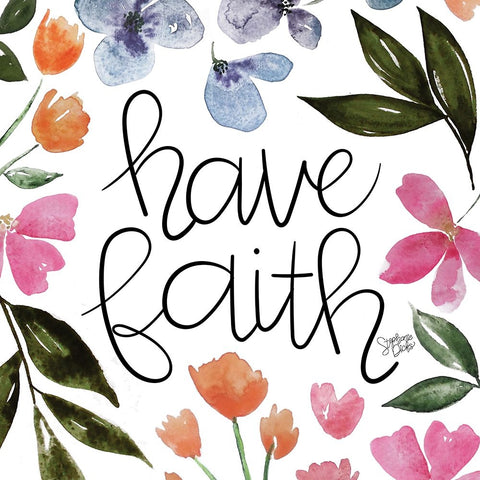 Have Faith White Modern Wood Framed Art Print with Double Matting by Dicks, Stephanie