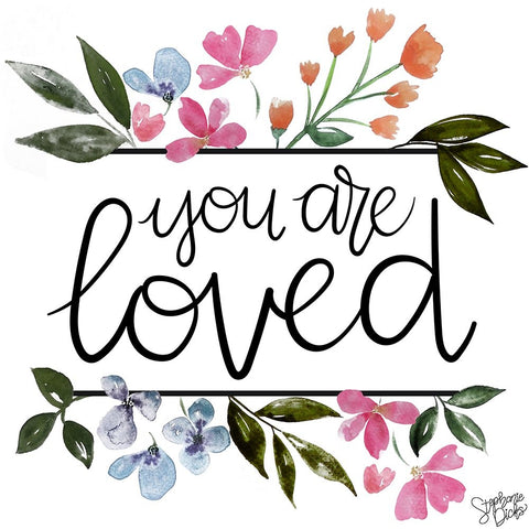 You Are Loved Black Modern Wood Framed Art Print by Dicks, Stephanie