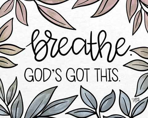 Breathe Black Ornate Wood Framed Art Print with Double Matting by Dicks, Stephanie