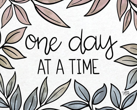 One Day at a Time White Modern Wood Framed Art Print with Double Matting by Dicks, Stephanie