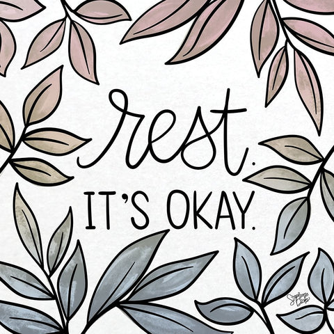 Its Okay Black Ornate Wood Framed Art Print with Double Matting by Dicks, Stephanie