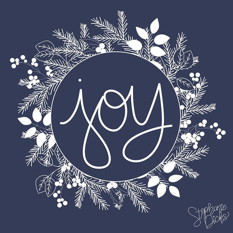 Joy Black Ornate Wood Framed Art Print with Double Matting by Dicks, Stephanie