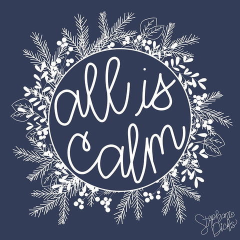 All is Calm White Modern Wood Framed Art Print with Double Matting by Dicks, Stephanie