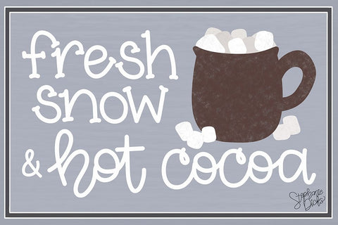 Fresh Snow and Hot Cocoa White Modern Wood Framed Art Print with Double Matting by Dicks, Stephanie