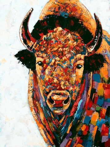 Autumn Bison Black Modern Wood Framed Art Print by Seeley, Jenn