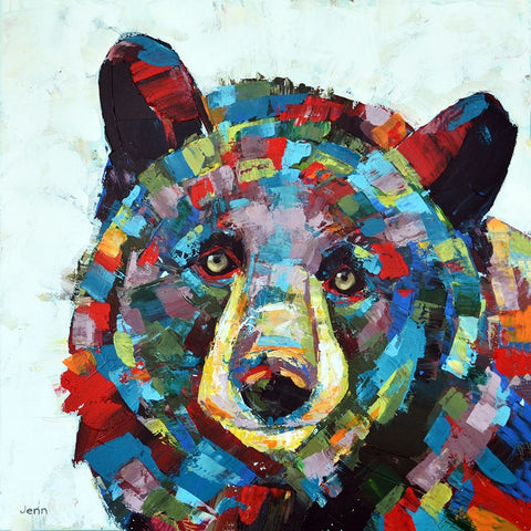 Bear White Modern Wood Framed Art Print with Double Matting by Seeley, Jenn