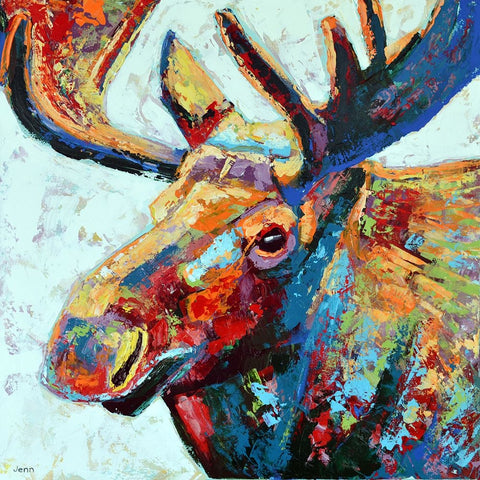 Moose Black Ornate Wood Framed Art Print with Double Matting by Seeley, Jenn