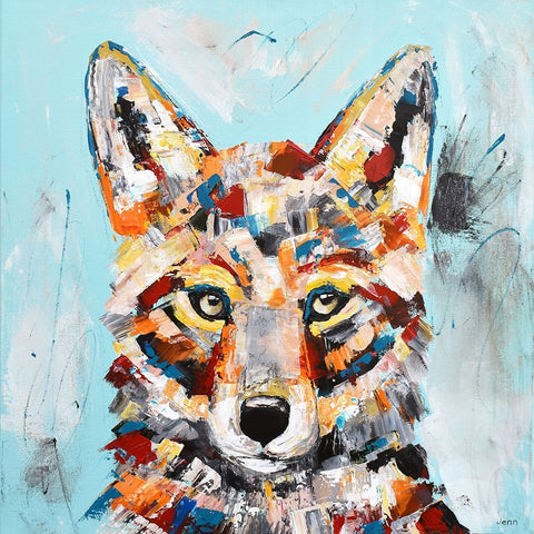 Coyote Black Modern Wood Framed Art Print by Seeley, Jenn