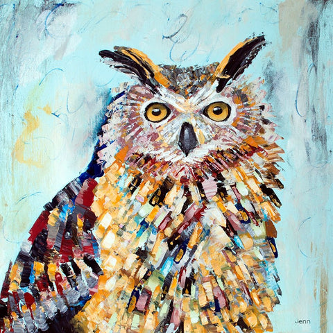 Great Horned Owl Black Modern Wood Framed Art Print by Seeley, Jenn