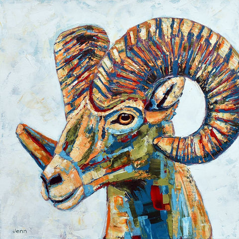 Ram Black Modern Wood Framed Art Print by Seeley, Jenn