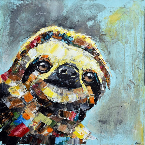 Sloth Black Modern Wood Framed Art Print by Seeley, Jenn